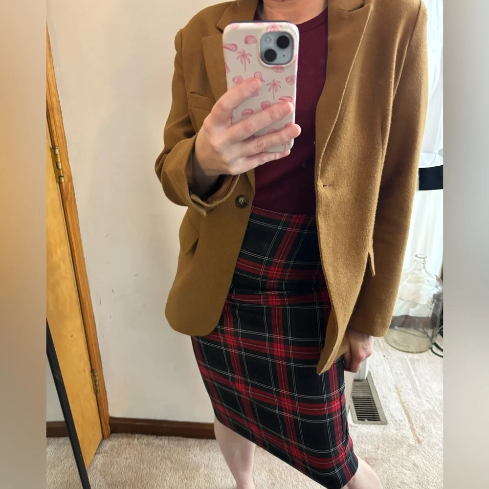 NWOT Express Tartan Plaid High Waist Pencil Midi Skirt - Picture 11 of 11